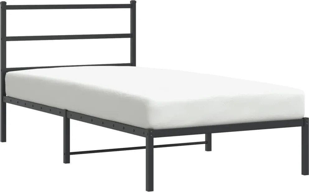 vidaXL fekete fém ágykeret fejtámlával 100 x 200 cm