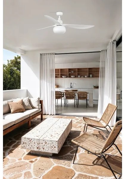 FARO 34363WT-11L-Mennyezeti ventilátor OUTWOOD L 1xE27/15W/230V fehér átm. 150 cm WT IP44 + távirányító