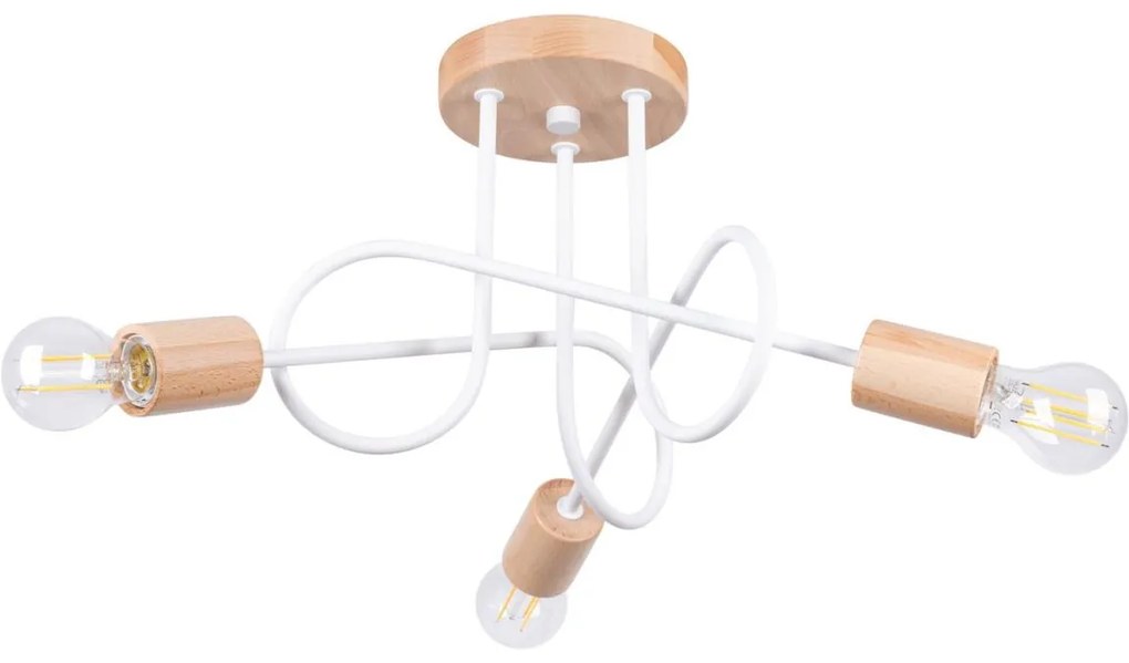 Sollux SL.1474 - Felületre szerelhető csillár EMBER 3xE27/15W/230V fehér/bézs/bükkfa