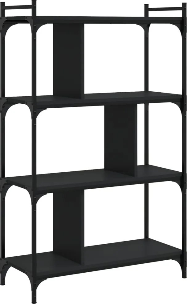 vidaXL 4 szintes fekete szerelt fa könyvespolc 76 x 32 x 123 cm