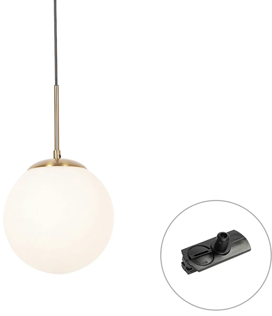 Art Deco függőlámpa arany opálüveggel fekete 1-fázisú sínadapterrel - Iconic Flore