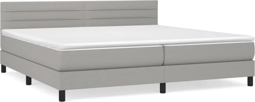 vidaXL világosszürke szövet rugós ágy matraccal 200 x 200 cm