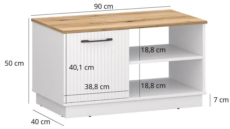 Dohányzóasztal Vejares (fehér + evoke tölgy) . 1116995