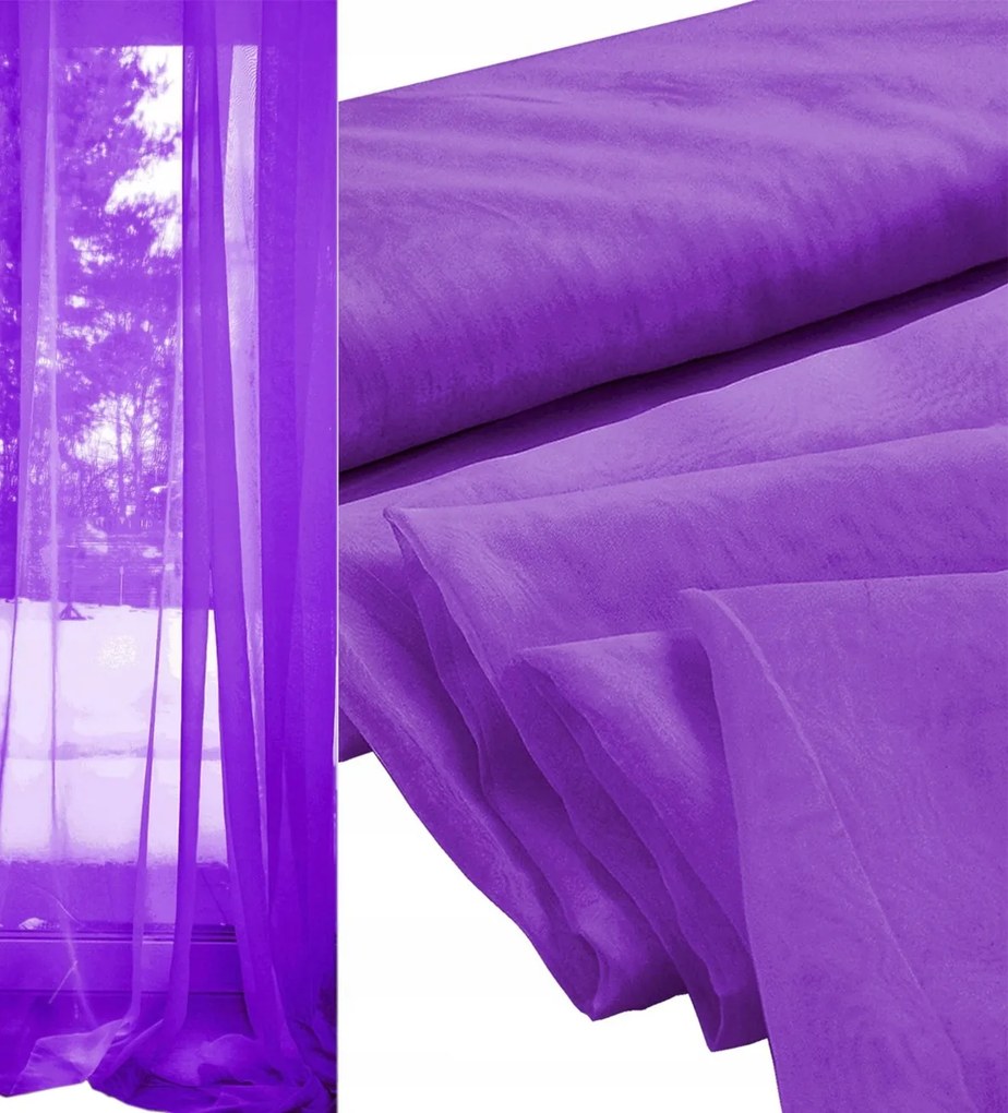 Függöny, finom, sima voile függöny méterre, 300 cm magas, sötétlila