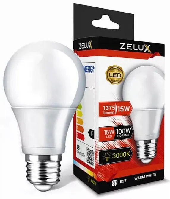 Zelux Led Globe A65 15W E27 3000K Gömb Izzó