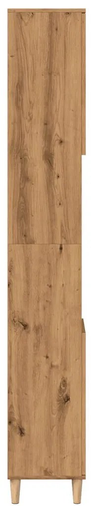 kézműves tölgy színű szerelt fa fürdőszobaszekrény 30x30x190 cm