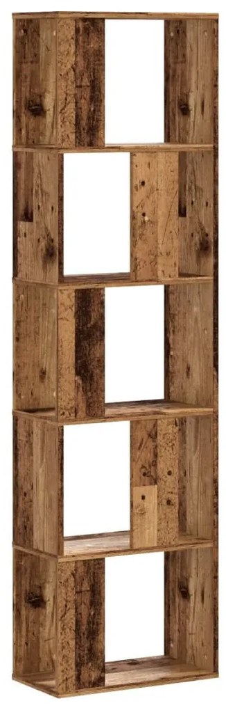 5 szintes antik fa színű fa könyvespolc 45 x 23,5 x 162,5 cm