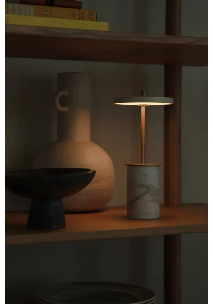 Krémszínű márvány LED dimmelhető asztali lámpa fém búrával (magasság 25,5 cm) Asteria Move Mini – UMAGE