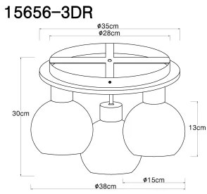 Globo 15656-3DR - Felületre szerelhető csillár  MOITAS 3xE27/40W/230V
