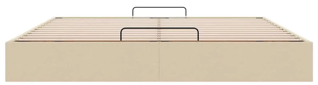 Ottomán krémszínű szövet ágykeret matrac nélkül 160 x 200 cm