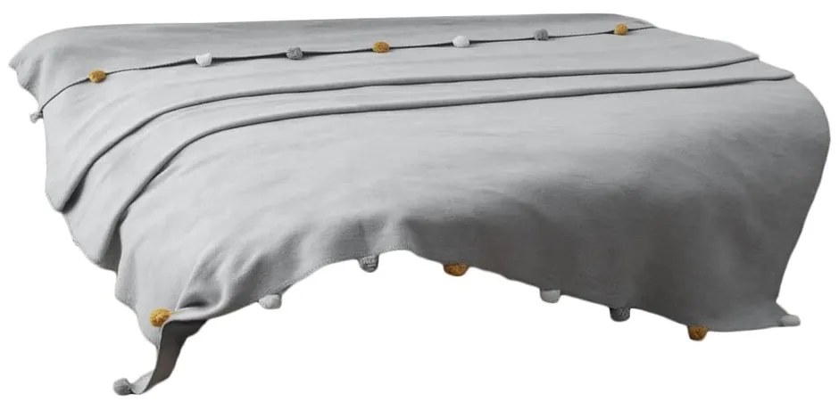 Szürke fleece ágytakaró 150x200 cm Pom Pom – Mijolnir