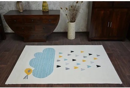 Pastel szőnyeg  18409/062 - Felhő Szívek Madár krém türkiz