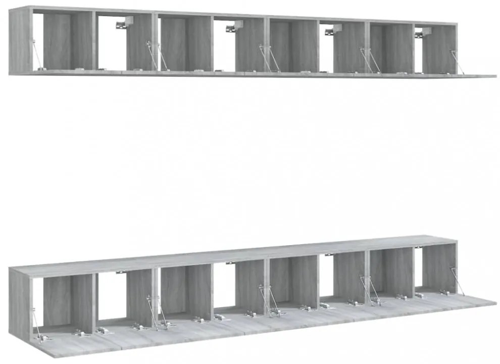 8 db szürke sonoma színű szerelt fa TV-szekrény 60 x 30 x 30 cm