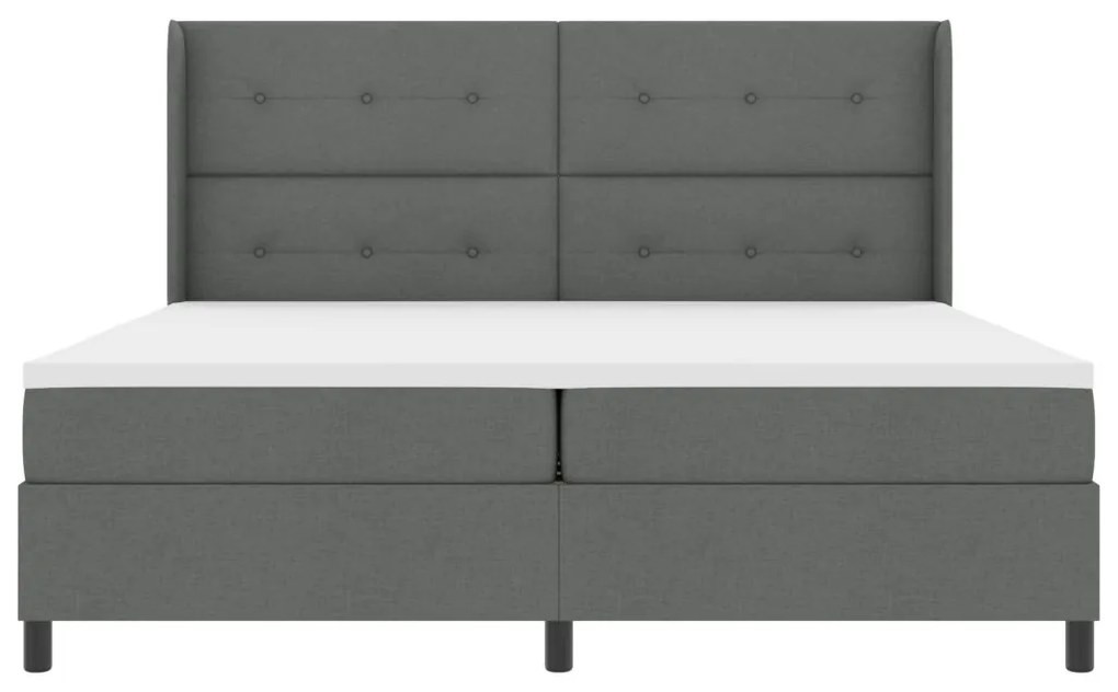 Boxspring Ágy Mattal és LED Fekete Szürke 200x200 cm Szövet