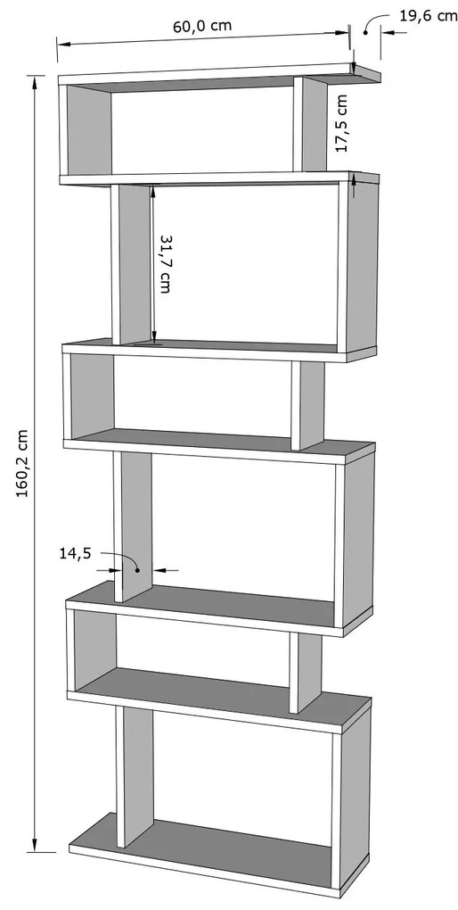 könyvespolc Bates - White, Oak