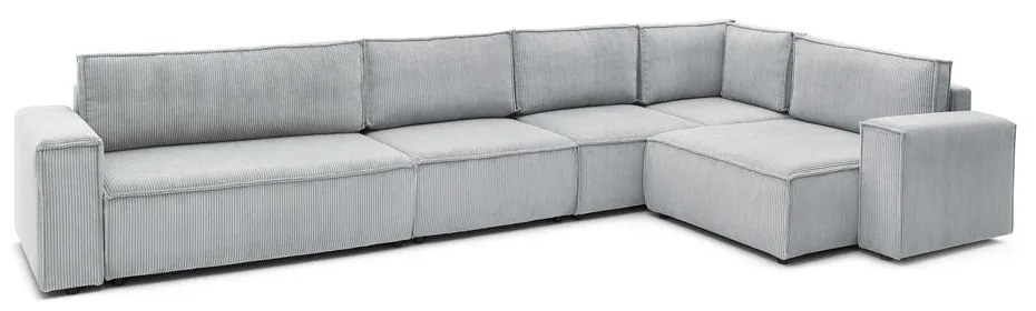 Világosszürke kordbársony sarokkanapé (jobb oldali) Nihad modular – Bobochic Paris