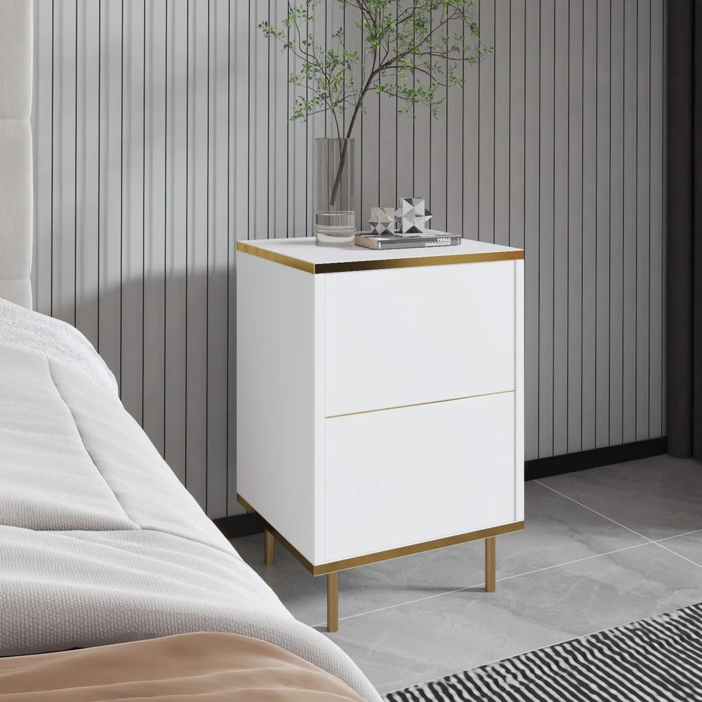 Éjjeliszekrény Imaj - White, Gold