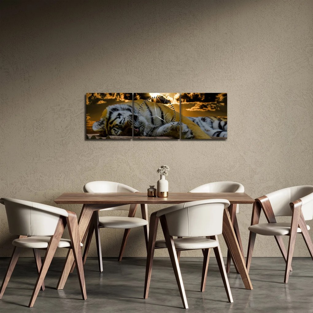 Alvó tigris képe (órával) (90x30 cm)