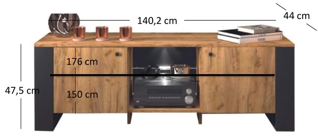 TV asztal Wayne (arany craft tölgy). 1053383