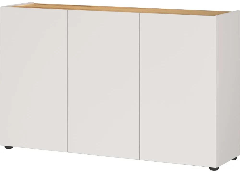 Krémszínű szekrény tölgyfa dekorral 120x76x34 cm Adrano – Germania