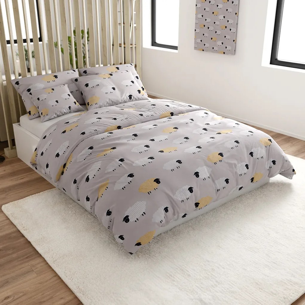 Mikroszálas ágynemű SHEEP DREAM szürke Ágyneműhuzat mérete: 70 x 90 cm | 140 x 200 cm