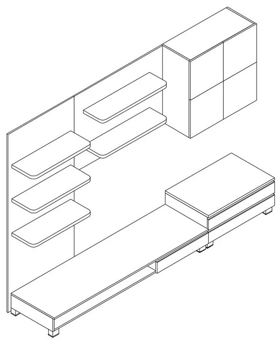 Nappali fal 300×59×210 cm, dió színben