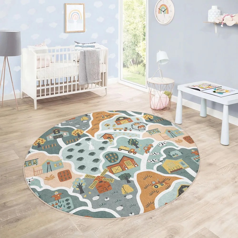 Mosható gyerek játszószőnyeg ø100 cm Farmer's Life – Mila Home