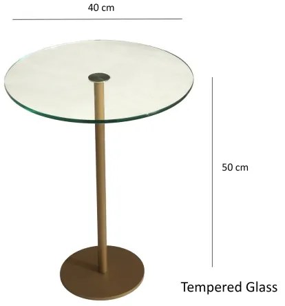 Kisasztal SOCIAL 50x40 cm arany/átlátszó