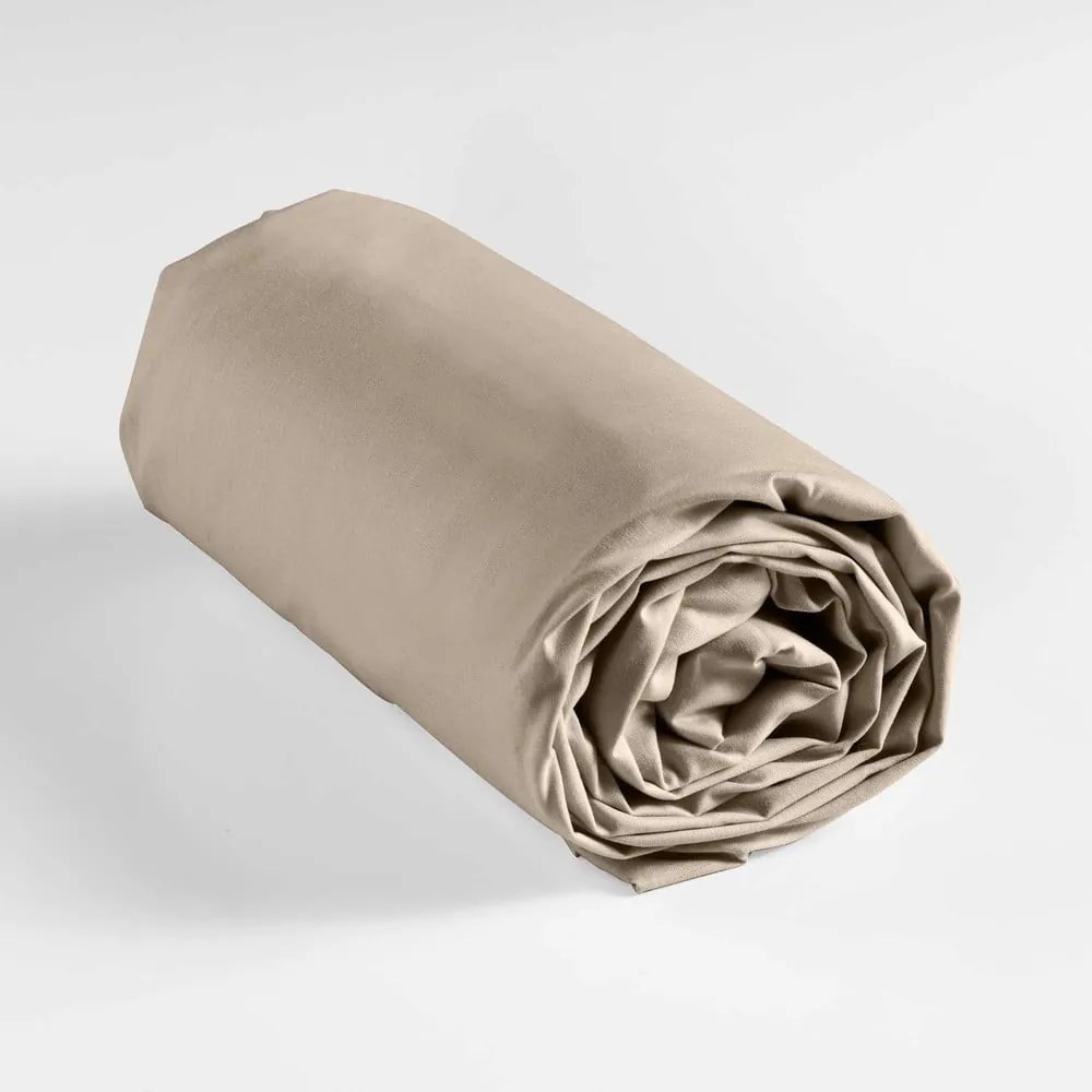 Bézs gumis pamut lepedő 90x190 cm Lina – douceur d'intérieur