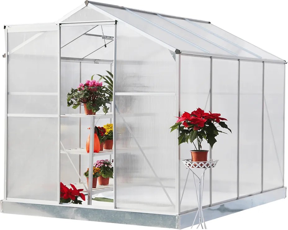 Kerti üvegház, polikarbonát, 190x253,5x219cm , KACEN TYP 3