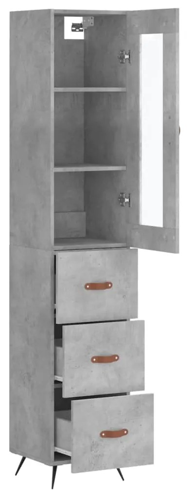 Betonszürke szerelt fa magasszekrény 34,5x34x180 cm