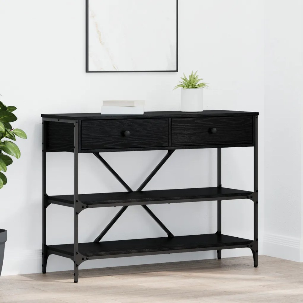 Konzol Asztal Fekete Tölgy 100x34.5x75 cm Mérnöki Fa