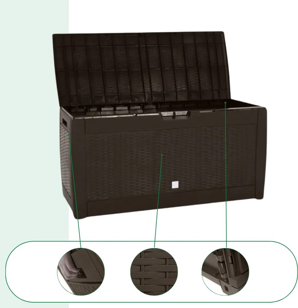 RATO tárolódoboz, 310L, 119x48x60 cm, barna Prosperplast