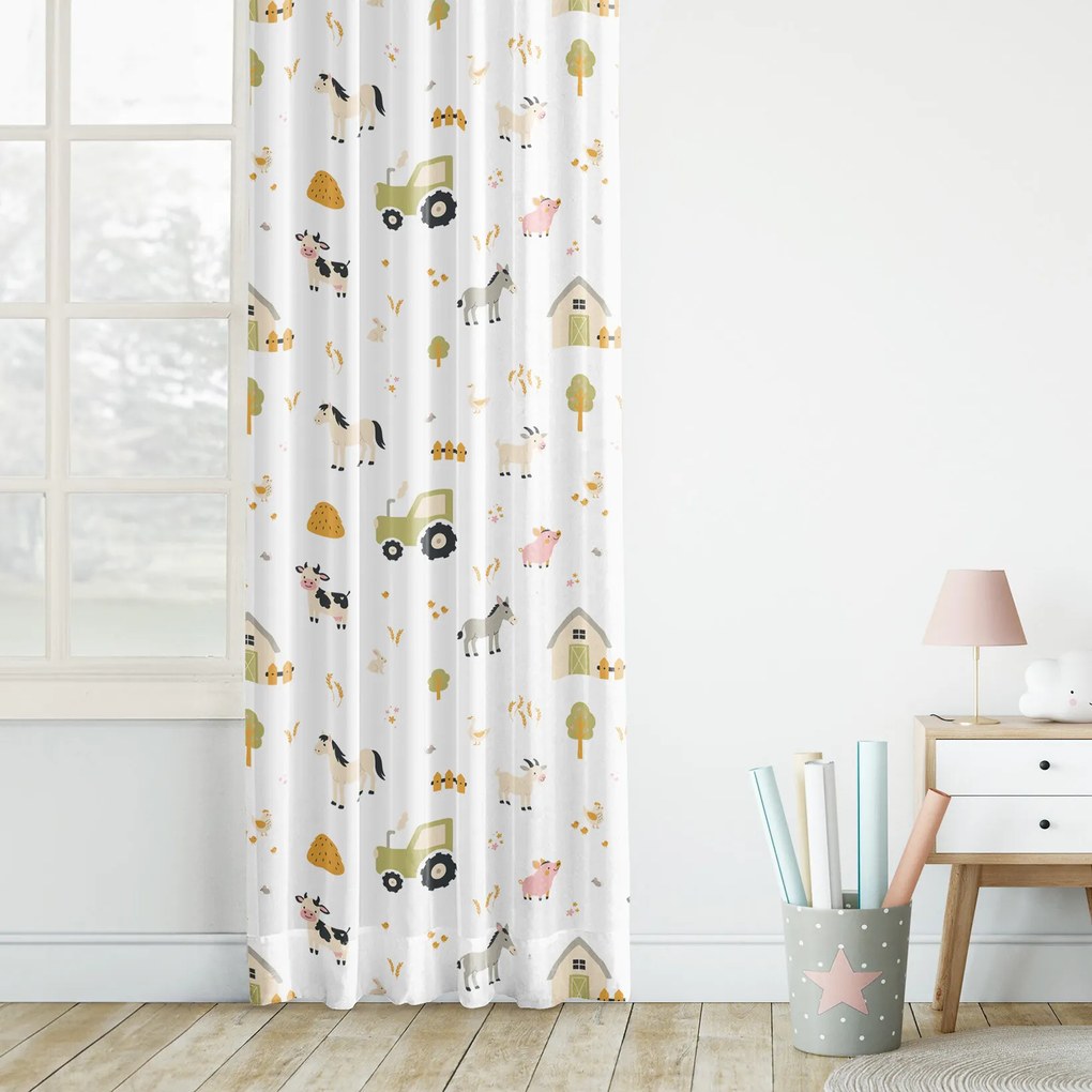 Goldea gyerek pamut függöny - élet a farmon 280x150 cm