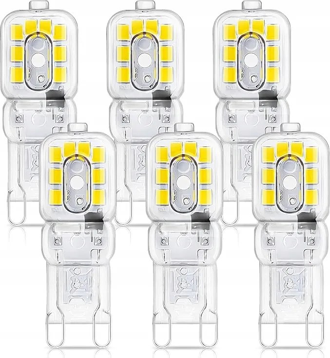 6 db-os Led Izzó Szett G9 Fényes 300LM 360° Energiatakarékos 3W 6000k A+