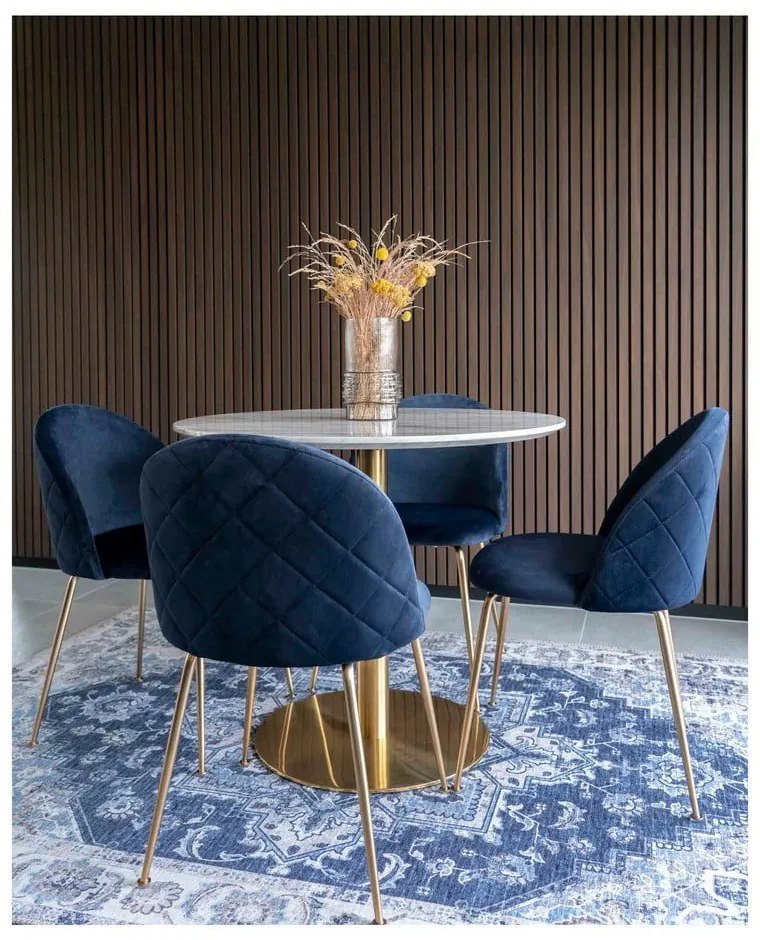 Kerek étkezőasztal márvány dekoros asztallappal ø 90 cm Bolzano – House Nordic