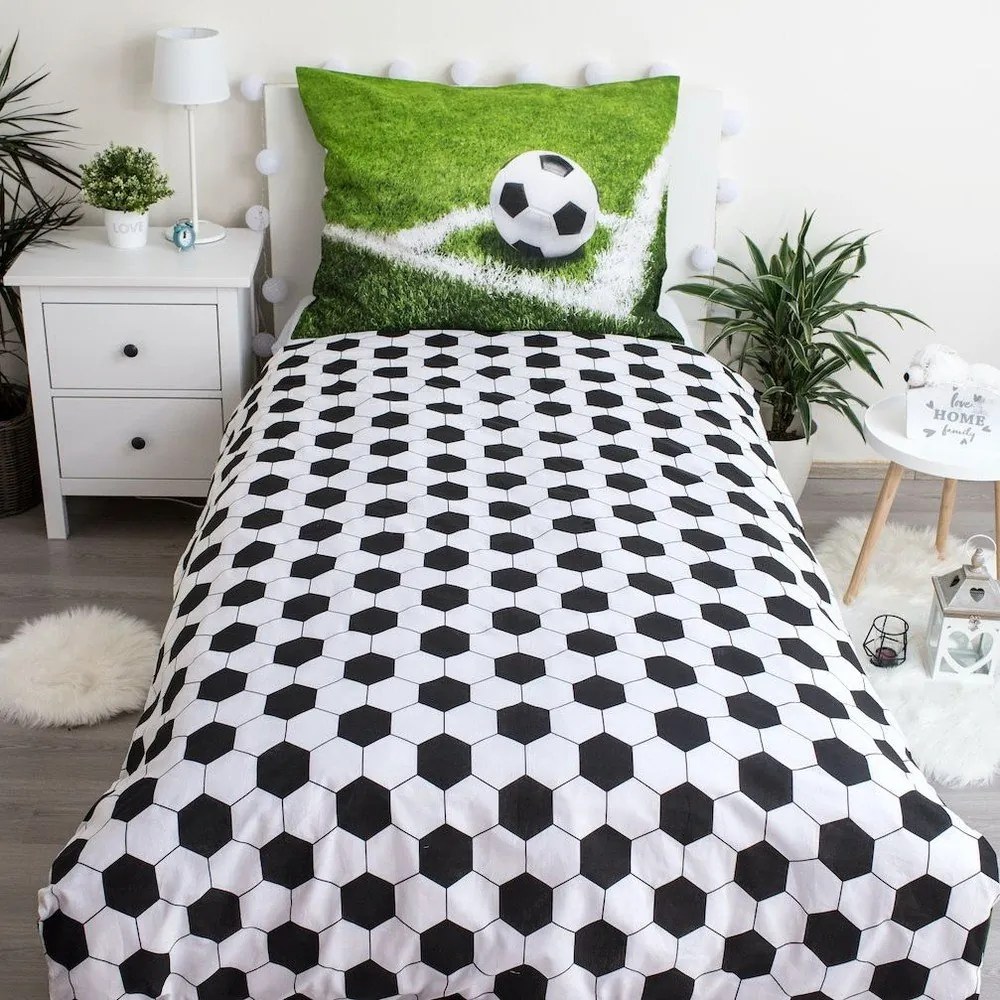 Zöld egyszemélyes pamut gyerek ágyneműhuzat 140x200 cm Football – Jerry Fabrics