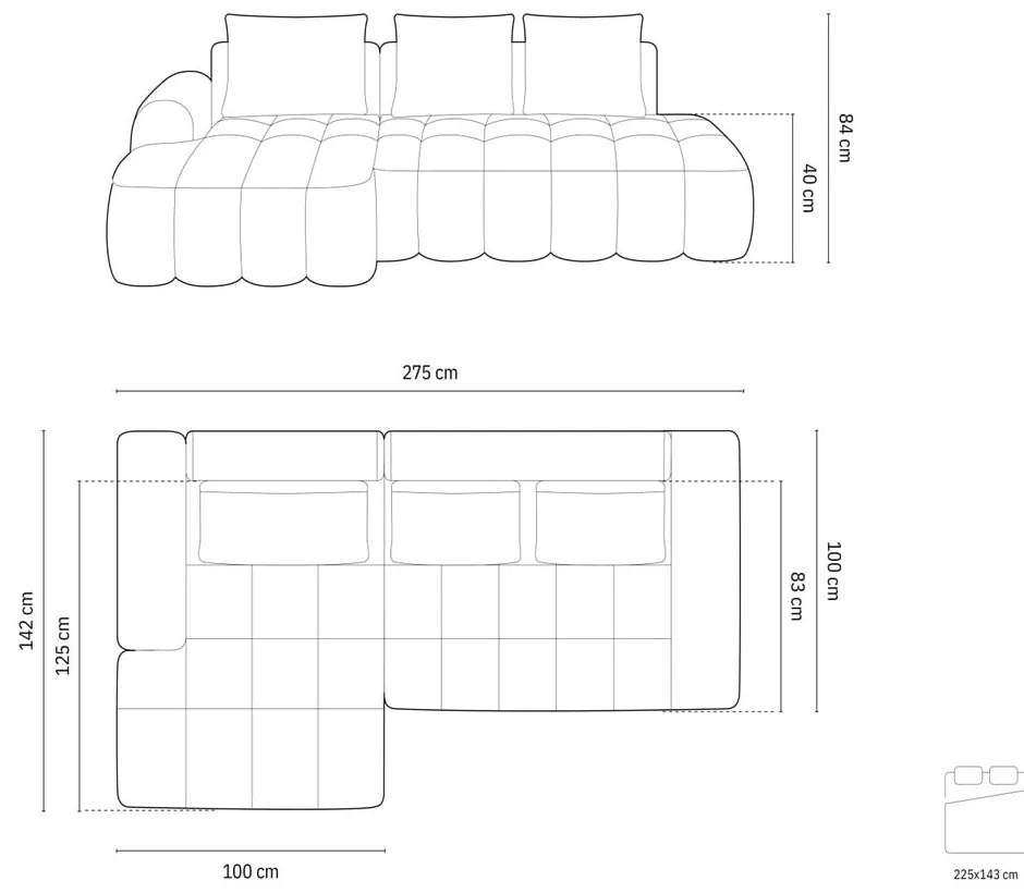 Bézs kinyitható-tárolóhelyes sarokkanapé (bal oldali-heverő résszel) Linz – Cosmopolitan Design