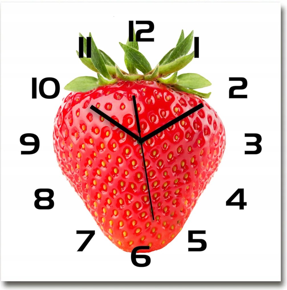 Nagy négyzet alakú üveg falióra Eper 60x60 cm