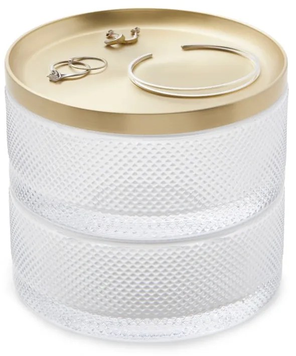 Tesora üveg ékszerdoboz, aranyszínű fedéllel - Umbra