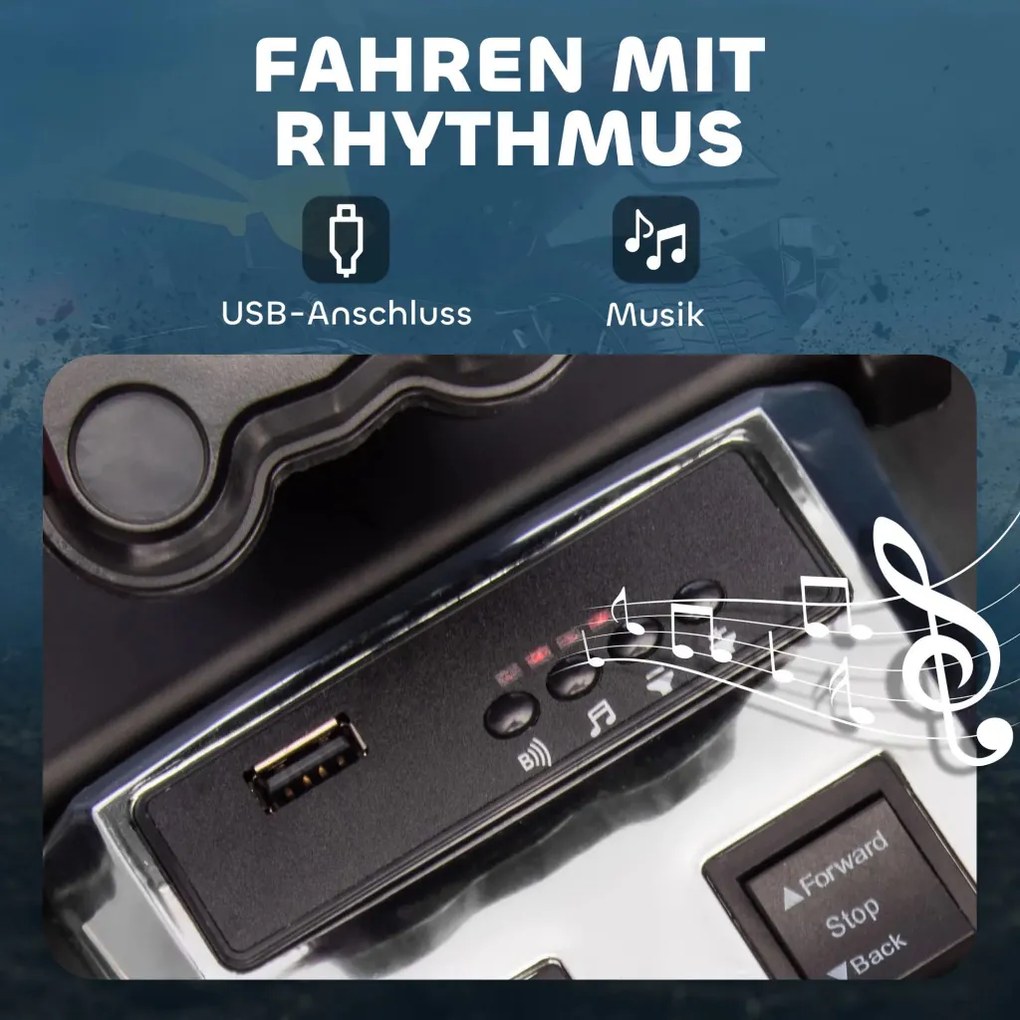 AIYAPLAY Elektromos tricikli gyerekeknek, elemmel működő, MP3 lejátszó, 2 sebesség, LED lámpák, sárga