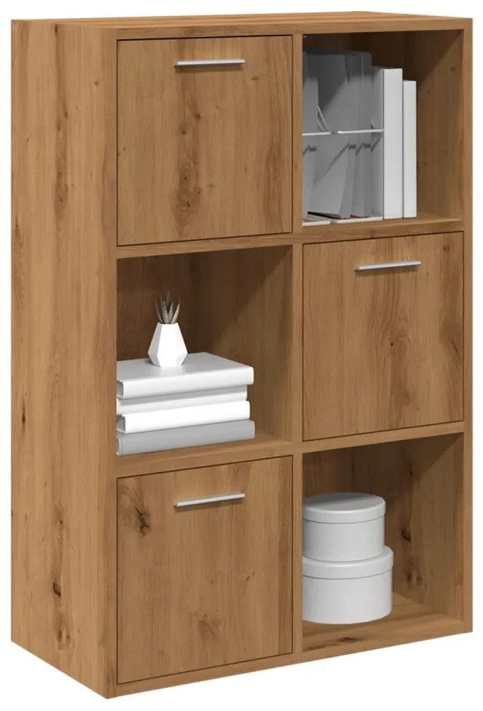 kézműves tölgy színű szerelt fa könyvespolc 60,5 x 30 x 90 cm