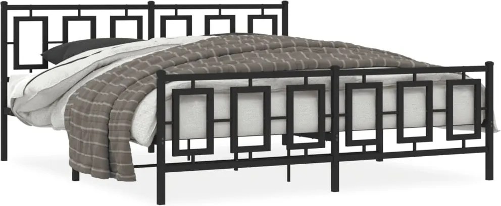 vidaXL fekete fém ágykeret fej- és lábtámlával 183 x 213 cm