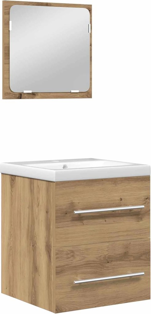 vidaXL Fürdőszoba bútor szett fiókkal 2 pcs Artisan tölgy Faanyag