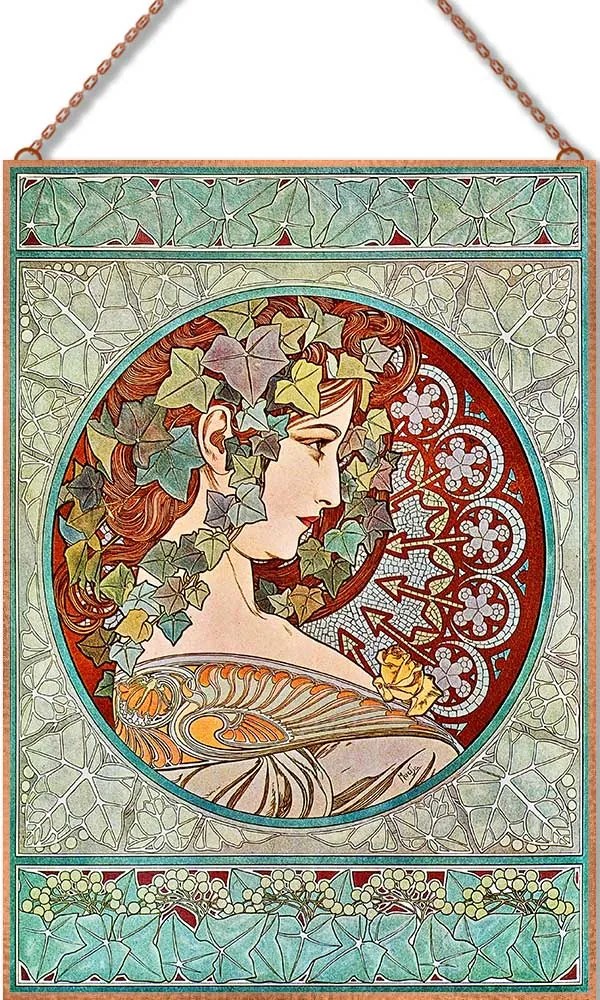 Alfons Mucha - Hölgy profilból II üvegkép, falikép