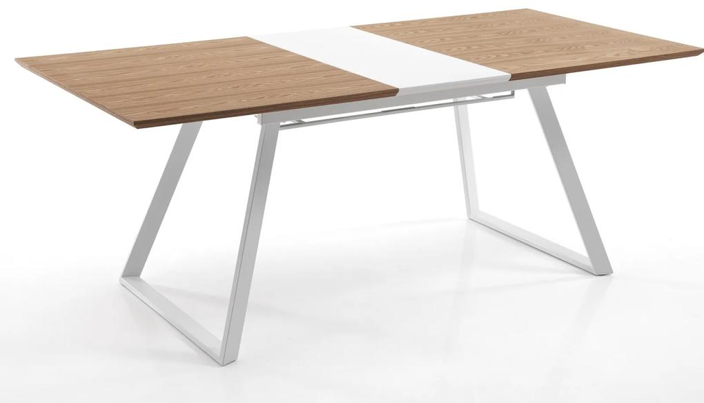 TENDERE bővíthető design étkezőasztal - fölgyfa furnér / matt fehér
