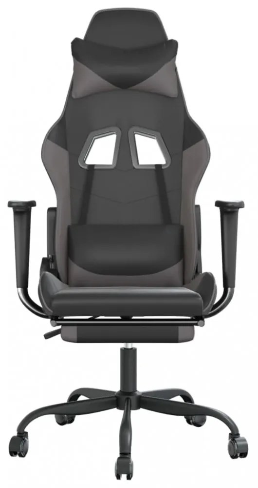 vidaXL fekete és szürke műbőr játékszék lábtartóval