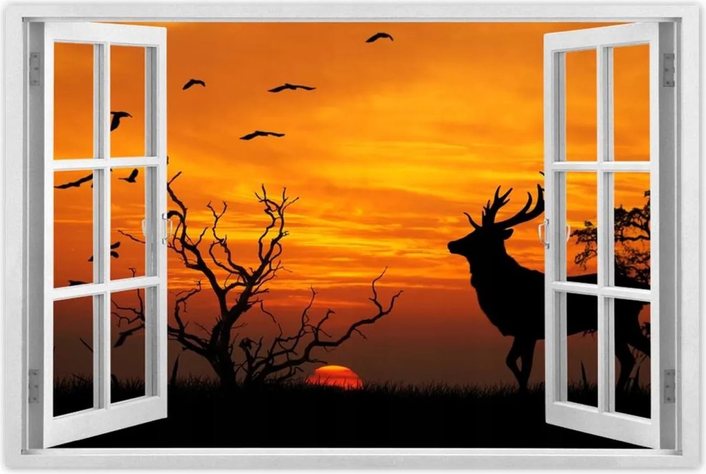 Poszterek 120x80 Szarvas és naplemente