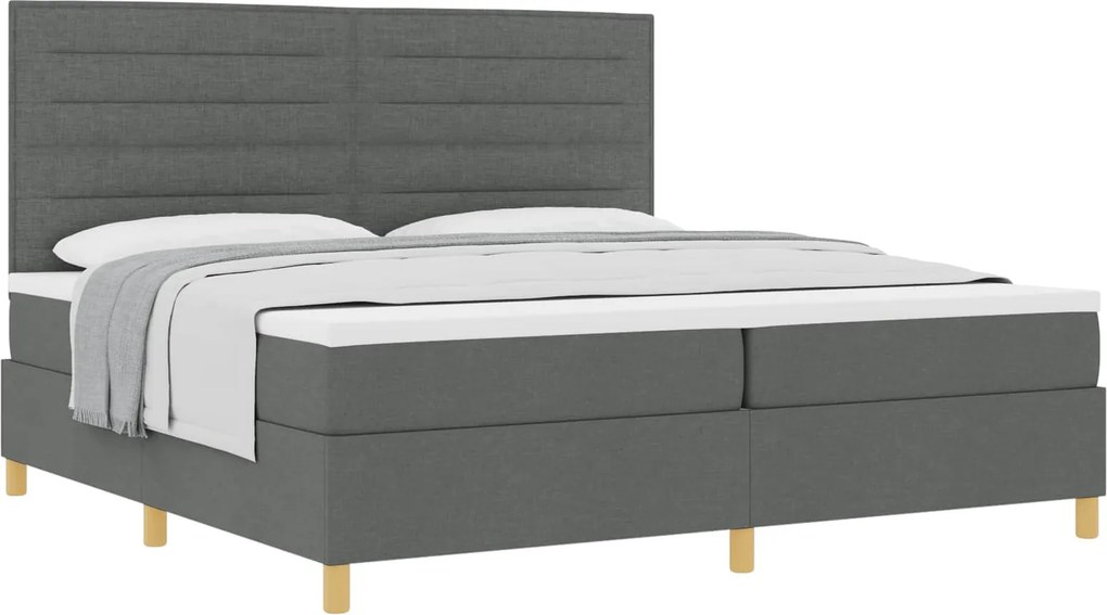 vidaXL Boxrugós ágy matracmal Sötétszürke 200 x 200 cm szövet