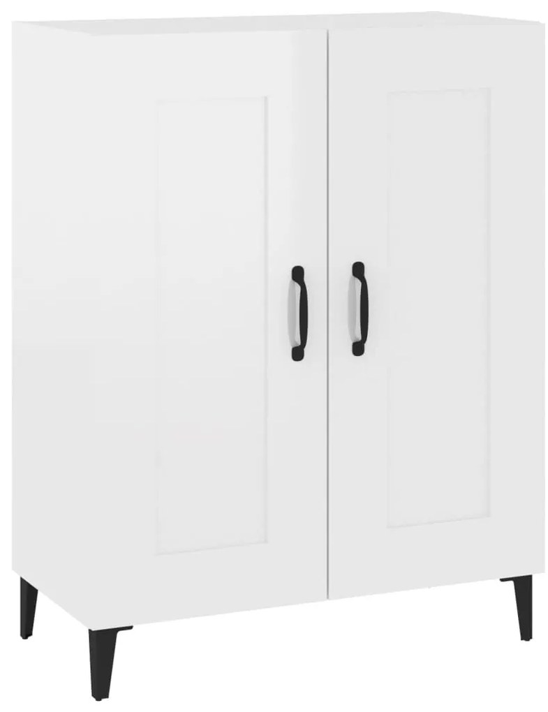 magasfényű fehér szerelt fa tálalószekrény 69,5 x 34 x 90 cm